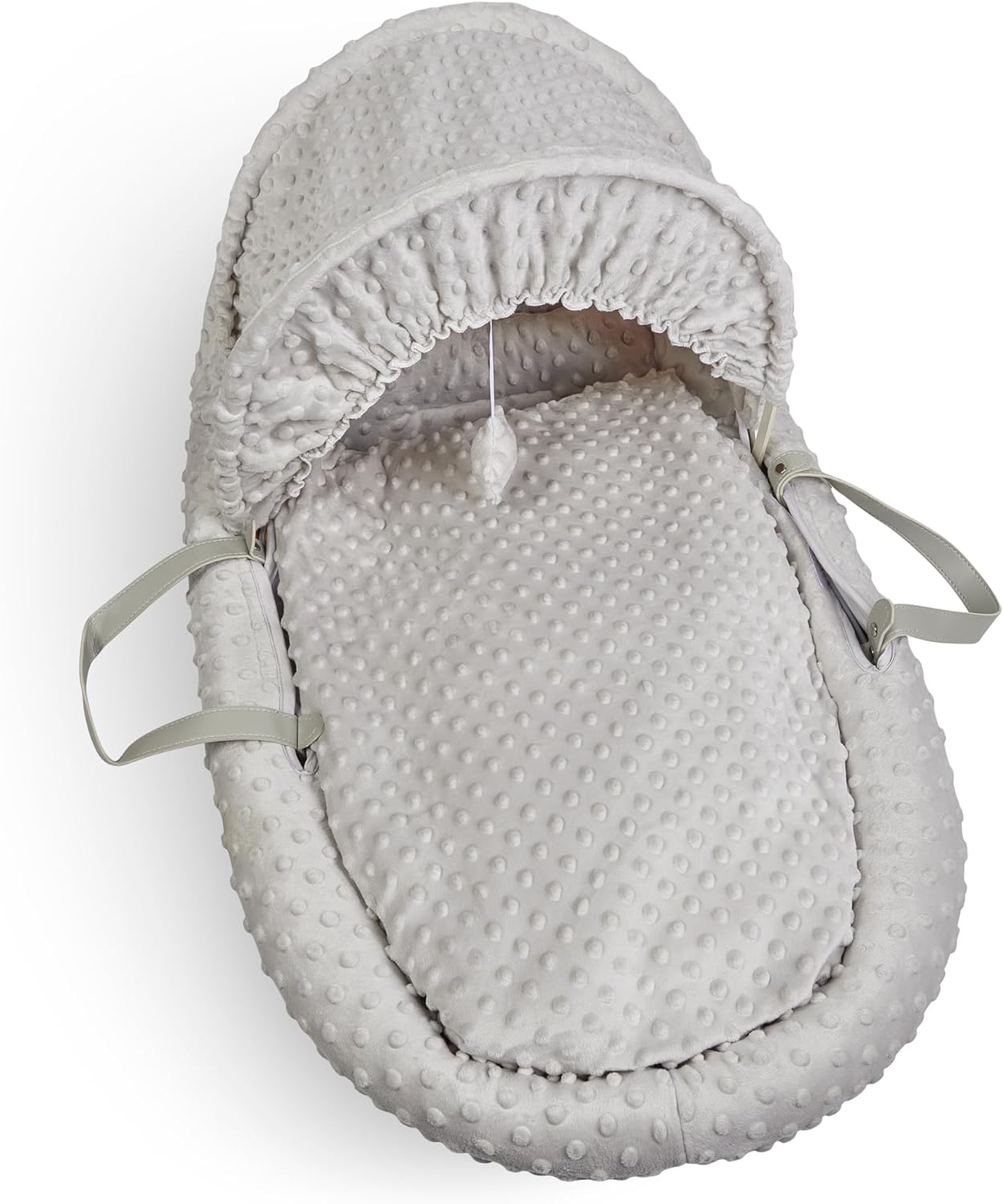 Luxury Moses Basket Padded Wicker Baby Full Set Rocking Grey Handle/Grey