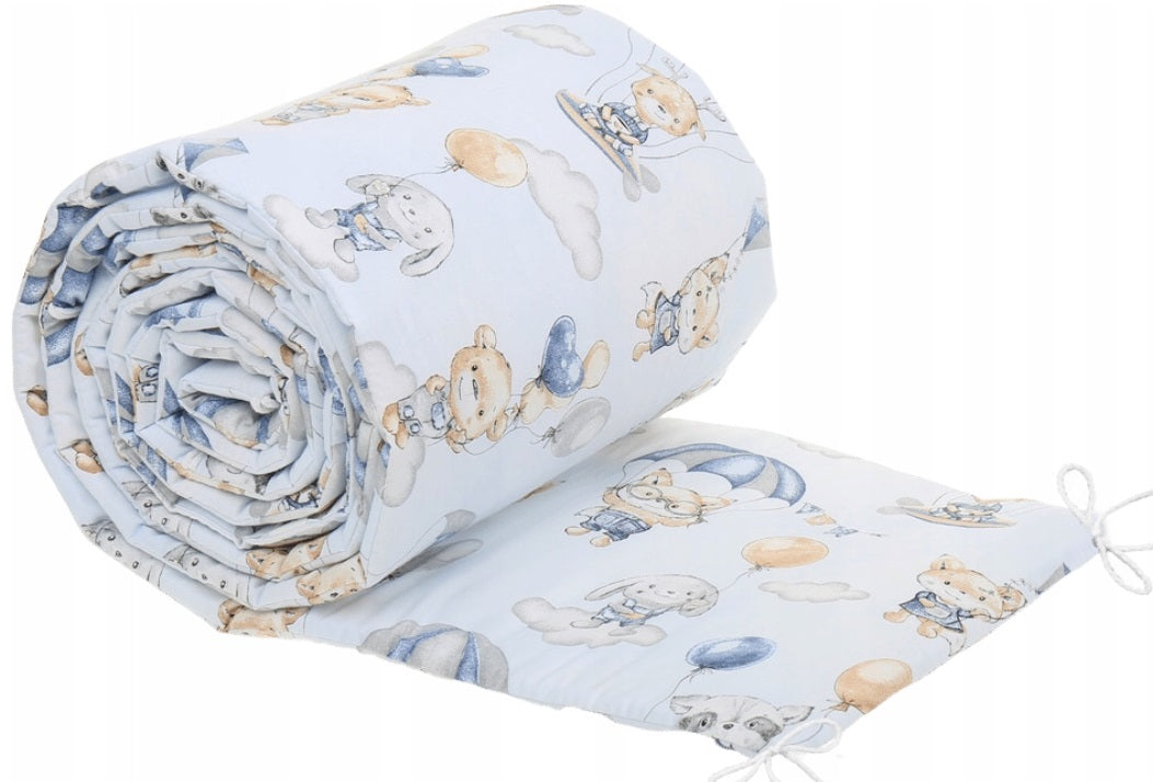 Padded Bumper To Fit Baby Cot Bed All-Round Cotton 420cm Walk in the Clouds