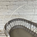 Moses Basket with Hood – Grey Wicker, White Wheels Canopy