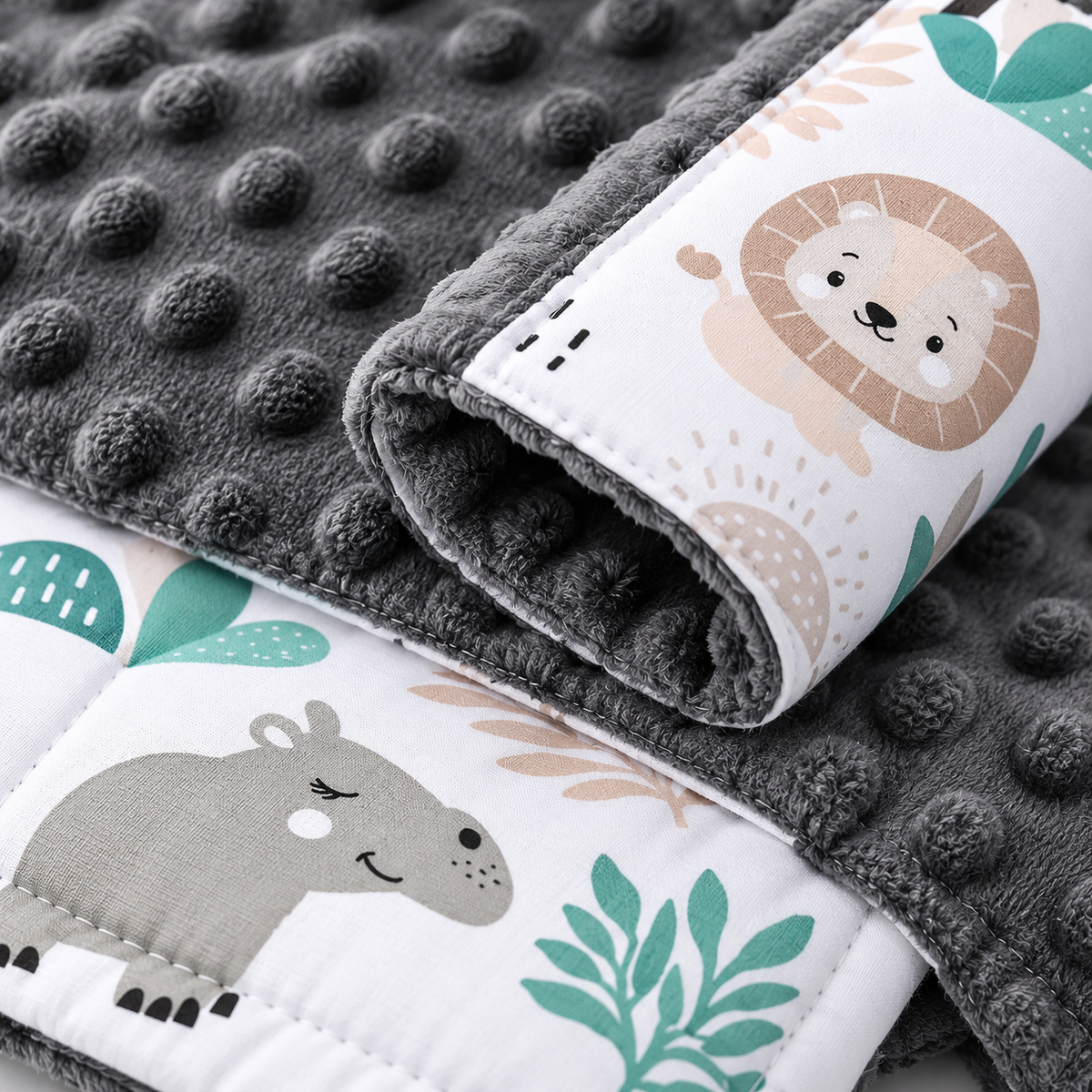 3 Piece Soft Padded Reversible Pushchair Stroller Strap Pads & Bumper Bar Cover Set – Graphite/On Safari
