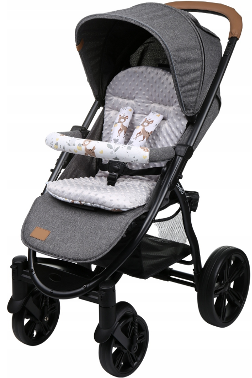 Baby Liner Stroller Buggy Pad Universal Dimple Insert 71x35cm GREY/ Deer and Friends - MyHappy Baby