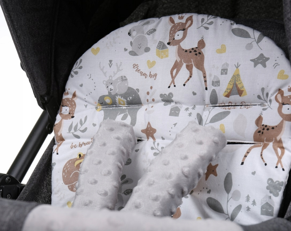 Baby Liner Stroller Buggy Pad Universal Dimple Insert 71x35cm GREY/ Deer and Friends - MyHappy Baby