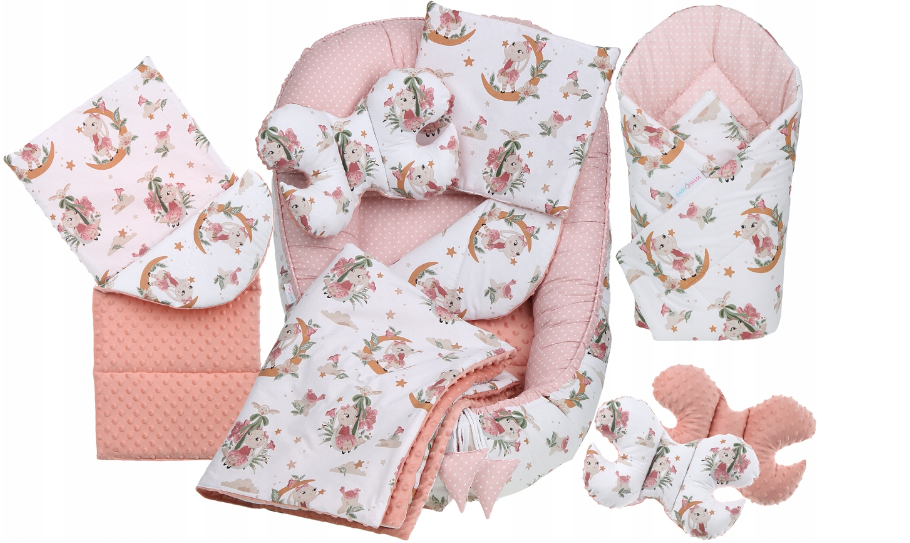 Baby 6pc Double Sided Soft Cocoon Infant Nest Bed Cushion Dreamland/ Dots Pink