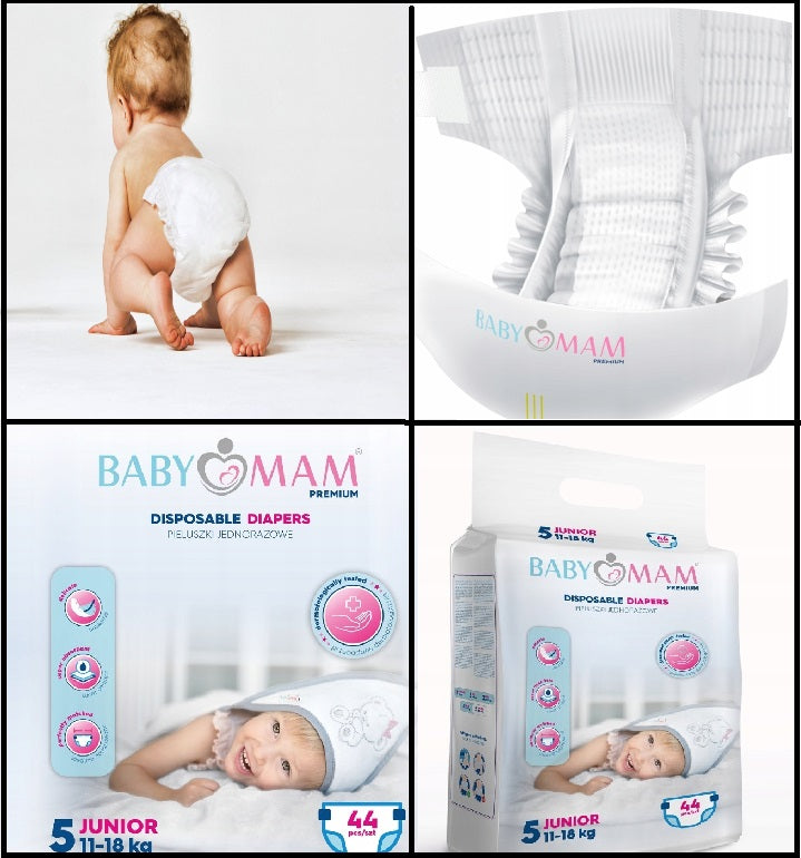 Disposable Diapers BABYMAM Fragrance Free and Extra Skin Care JUNIOR 11-18kg