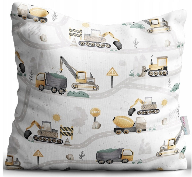 Excavators Pillow Case 40x40 cm