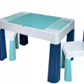 Kids Table and Two Chairs Set Play Room Sturdy Desk Students Junior Toddlers Turquoise/ Navy/Grey