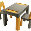 Kids Table and Two Chairs Set Play Room Sturdy Desk Students Junior Toddlers Graphite/ Mustard