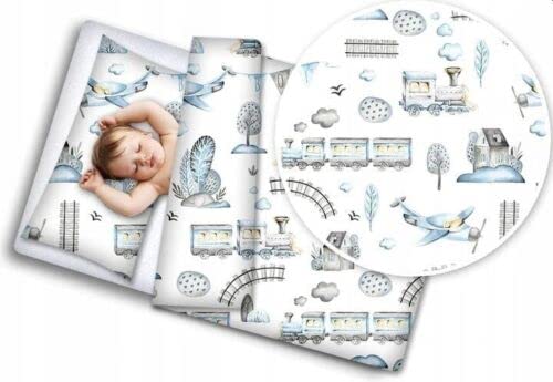 Baby Bedding Set 6pc 70x80cm Fit Crib Bumper Pillow Duvet Sheet Retro Locomotive
