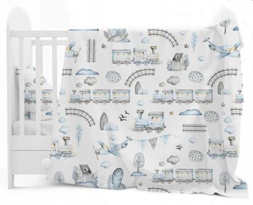 Baby Bedding Set 6pc 70x80cm Fit Crib Bumper Pillow Duvet Sheet Retro Locomotive