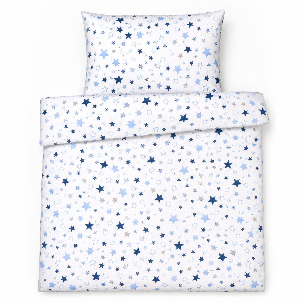 BABYMAM 2Pc Set to Fit Cot 120x90cm 100% Cotton Baby Bedding Cot Toddler Duvet Cover and Pillowcase (Blue Milky Way)