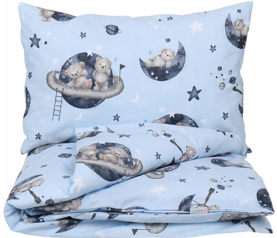 120x90 2Pc Baby Bedding Duvet Cover Set fit Cot Cotton Teddy Bear Space