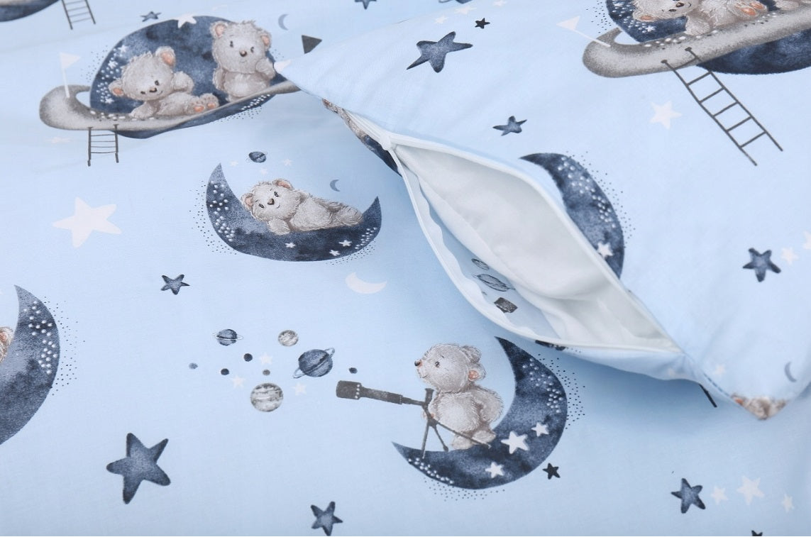 120x90 2Pc Baby Bedding Duvet Cover Set fit Cot Cotton Teddy Bear Space
