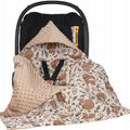 Baby Car Seat Hooded Blanket Double-sided Snuggle Swaddle Wrap Beige/ My Friend Teddy Bear