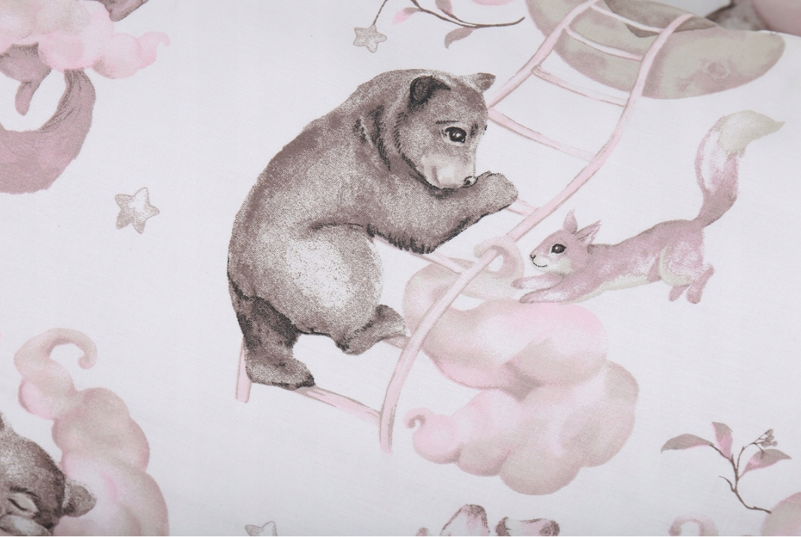 Bedding Baby Set to fit Cot 120x60cm Duvet Cover Pillow Case Organic Cotton Pink Bears