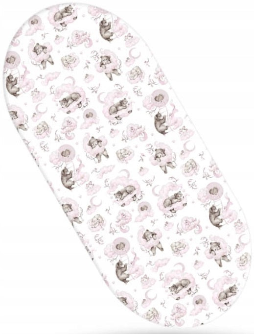 80x38cm Fitted Sheet for Baby Moses Basket Pram 100% Cotton Pink Bears