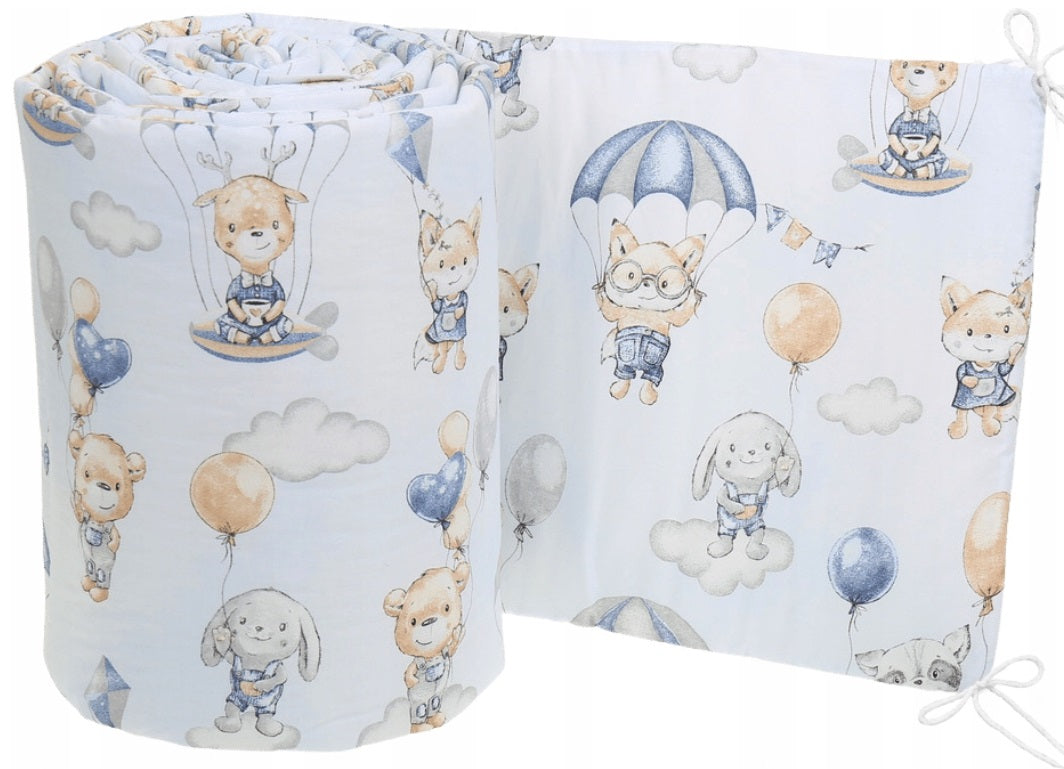 Padded Bumper To Fit Baby Cot Bed All-Round Cotton 420cm Walk in the Clouds