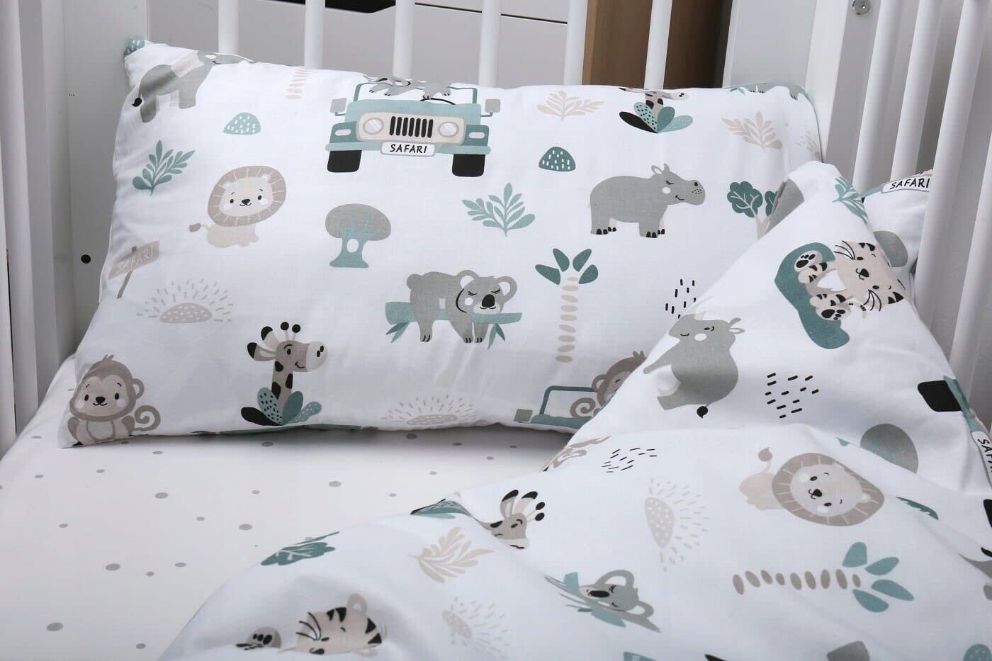 Baby 5Pc Bedding Set + Pillow Duvet Bumper Cover Nursery 70x80cm On Safari