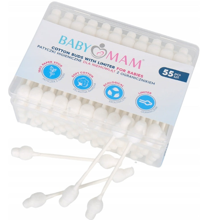 Cotton Cosmetic Buds 1pack/55pcs Swabs Made of natural cotton with rounded tips