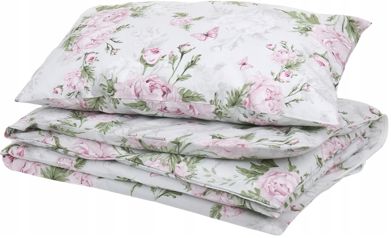 Baby Bedding Set to fit Cot 120x60cm Duvet Cover Pillow Case Organic Cotton Peony and Butterflies