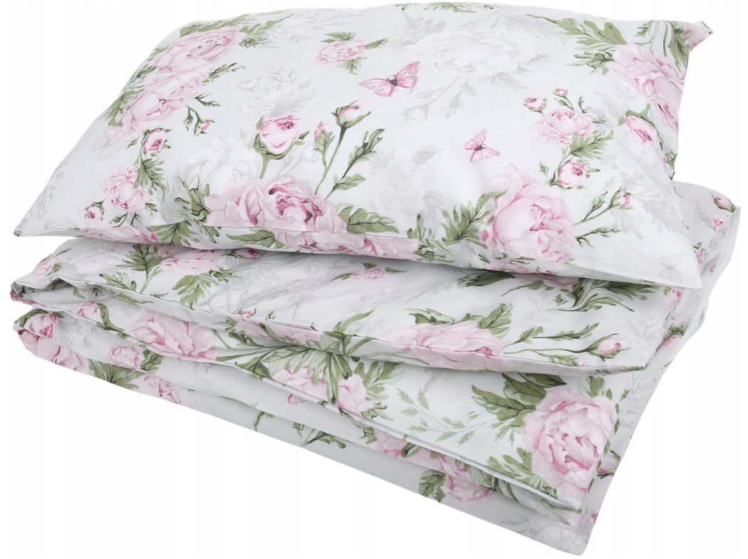 Baby Bedding Set to fit Cot 120x60cm Duvet Cover Pillow Case Organic Cotton Peony and Butterflies