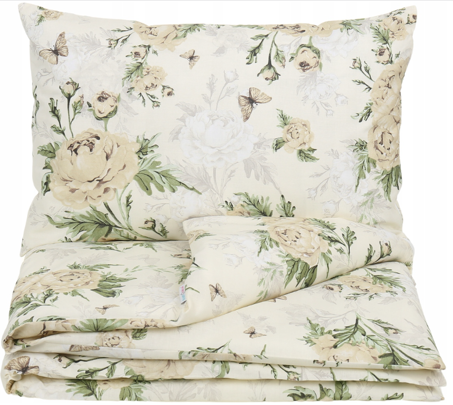 Baby Bedding Set to fit Cot 120x60cm Duvet Cover Pillow Case Organic Cotton Peony Vanilla