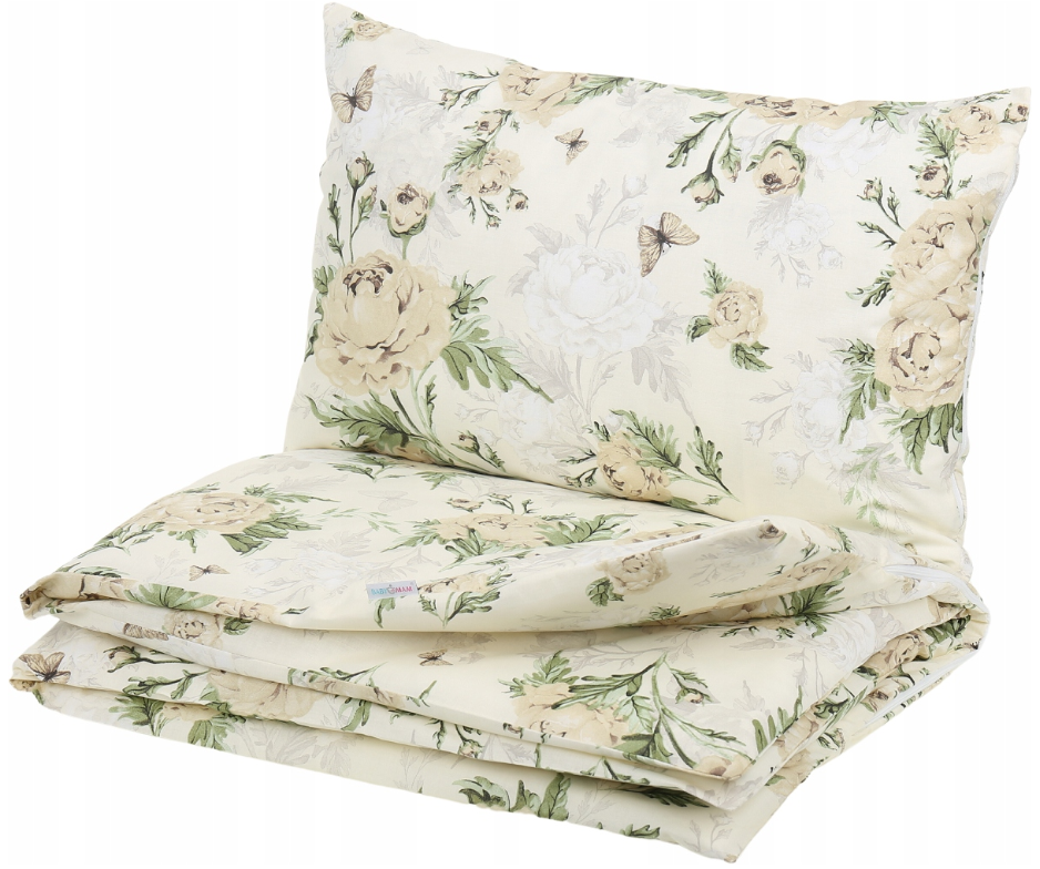 Baby Bedding Set to fit Cot 120x60cm Duvet Cover Pillow Case Organic Cotton Peony Vanilla