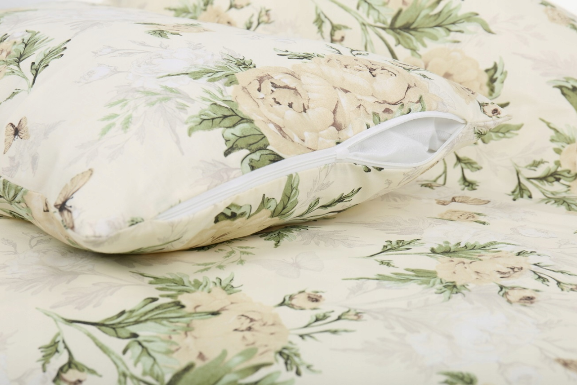 Baby Bedding Set to fit Cot 120x60cm Duvet Cover Pillow Case Organic Cotton Peony Vanilla