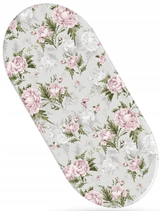 80x38cm Fitted Sheet for Baby Moses Basket Pram 100% Cotton Peony and Butterflies