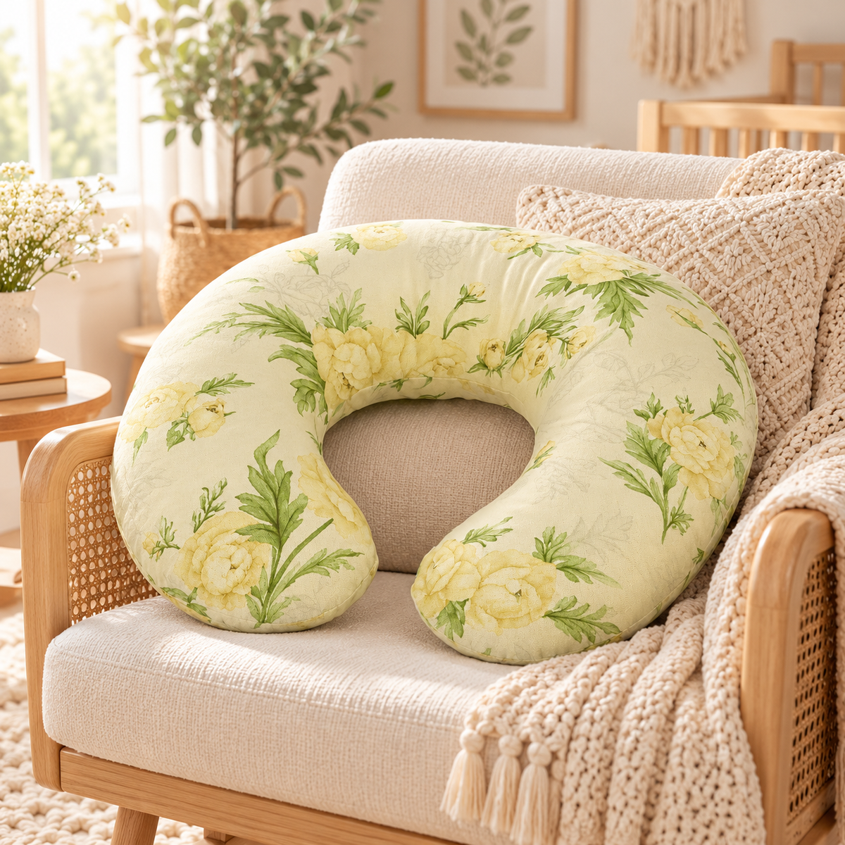 Baby Feeding Pillow Cotton Newborn Peony Vanilla