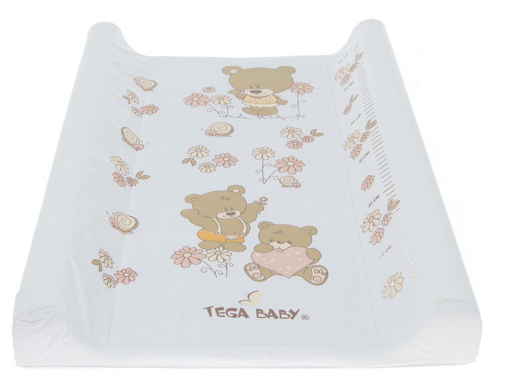 Baby changing mat padded hard base 70x50cm fit to Cot 120x60cm BEAR White Pearl