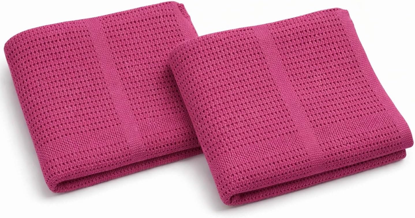 Cellular Baby Blanket 90x70 cm, Safe Nights, Organic 100% Cotton, Pack of 2, Breathable Newborn Blanket, Soft Nursery, Baby Bedding (Pink)