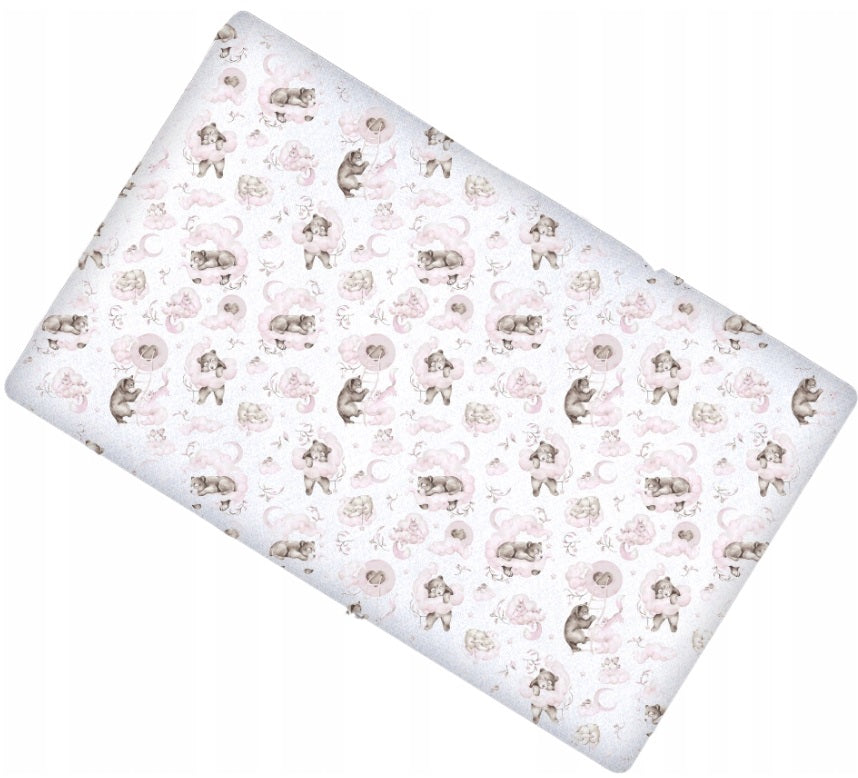 Fitted sheet 100% cotton printed design for baby crib 90x40cm Pink Bears
