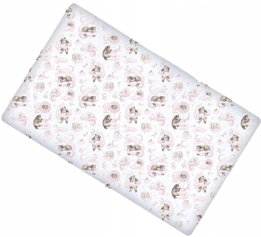 Baby Fitted Sheet 100% Cotton Mattress Toddler Bed 140x70cm Pink Bears