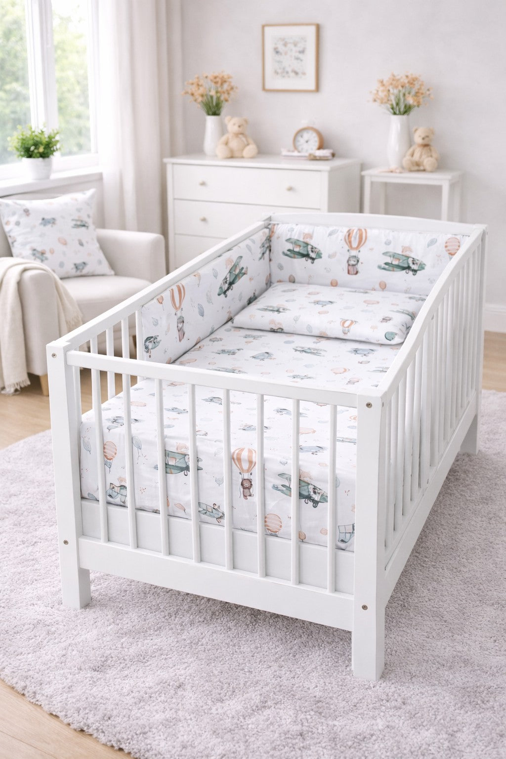 3Pc Baby Bedding Set Bumper Pillowcase Duvet Cover Fit Cot 120x60cm Dreamy Flight