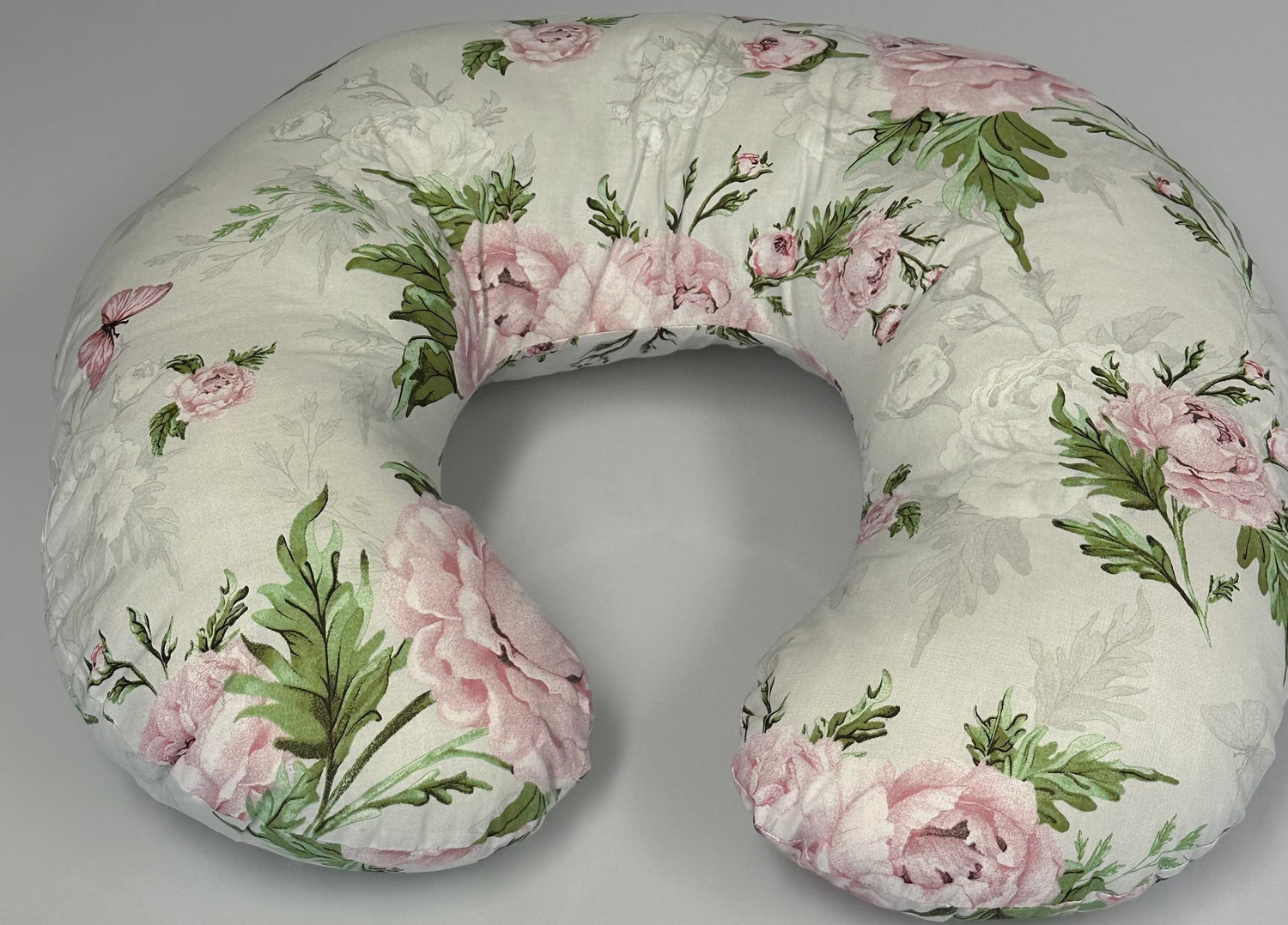 Baby Feeding Pillow + Removable Cover Cotton Newborn Peony and Butterflies
