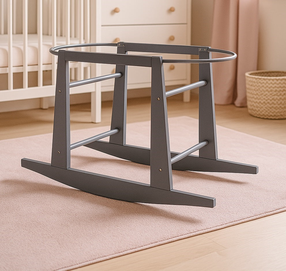 Rocking Stand for Moses Basket Wicker & Palm Grey