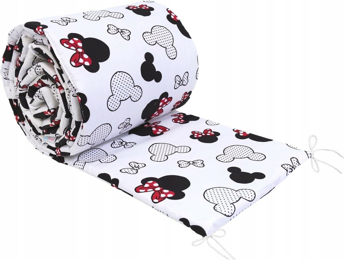 Padded Bumper To Fit Baby Cot Bed All-Round Cotton 420cm Minnie Mouse
