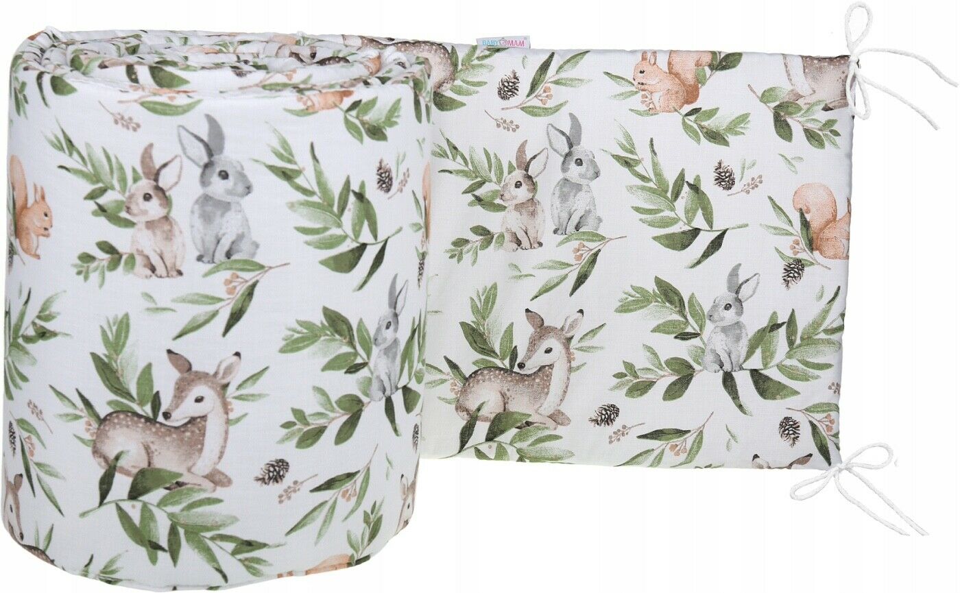 Padded Bumper To Fit Baby Cot Bed All-Round Cotton 420cm Green Glade