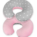 Baby Feeding Pillow Dimple Nursing Breastfeeding Pregnancy Pillow+Cover Pink/ Small white on Grey