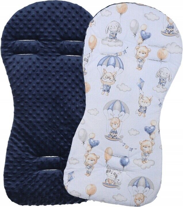 Universal Seat Liner Pushchair Double Sided Buggy Stroller 71x35cm Navy/Walk in the Clouds