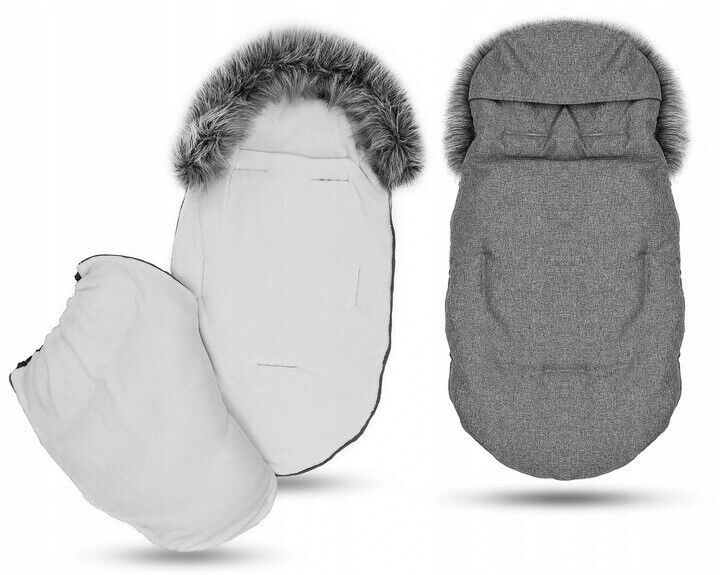 Baby Footmuff Collar Stroller Pushchair Sleeping Bag Husky Warm Dark Grey/Grey