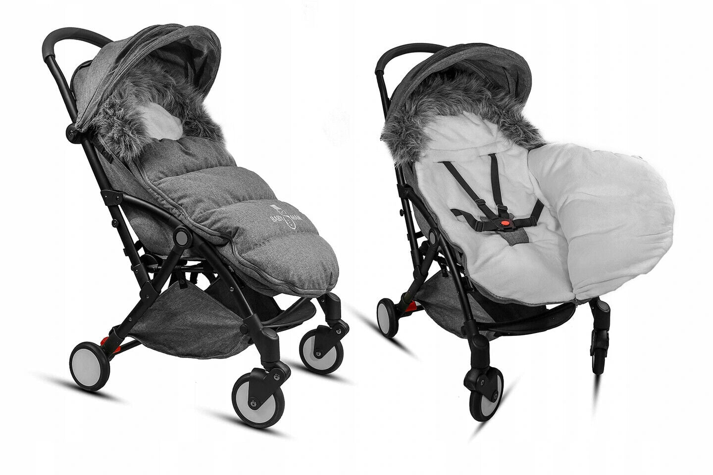 Baby Footmuff Collar Stroller Pushchair Sleeping Bag Husky Warm Dark Grey/Grey