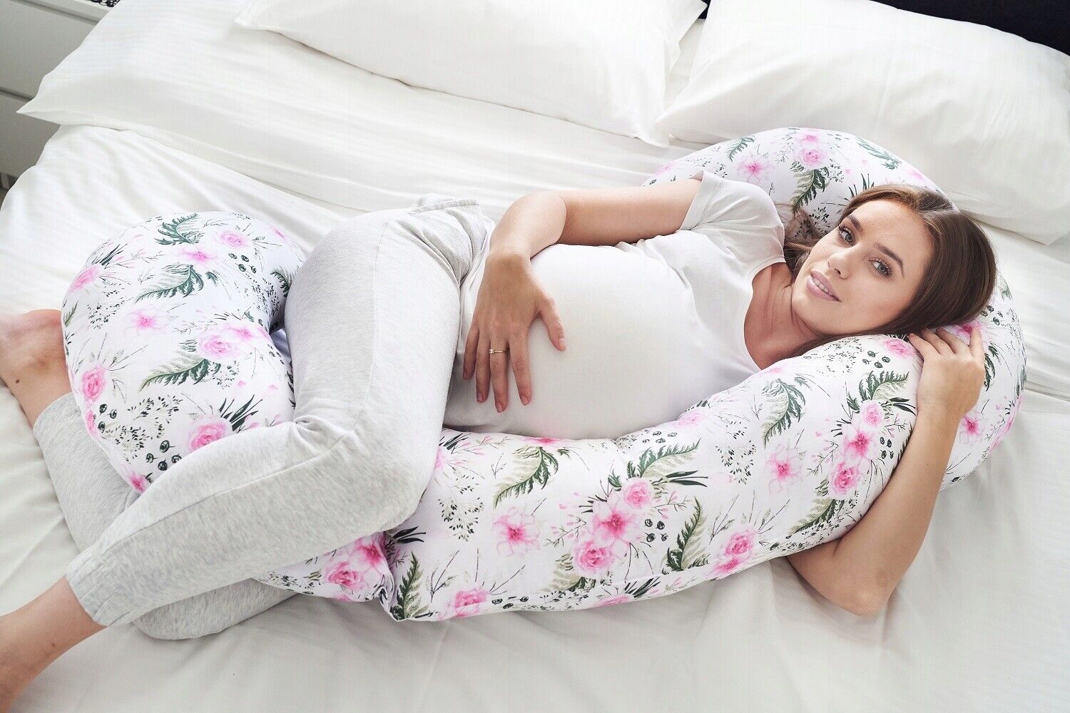 Pregnancy Pillow+cover Full BodyVNursing Large C Shape Garden Flowers