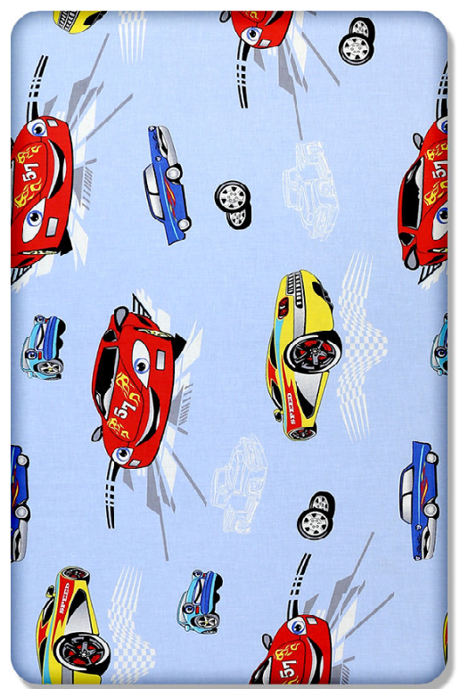 Fitted Sheet 120x60cm 100% Cotton for Baby cot Cars