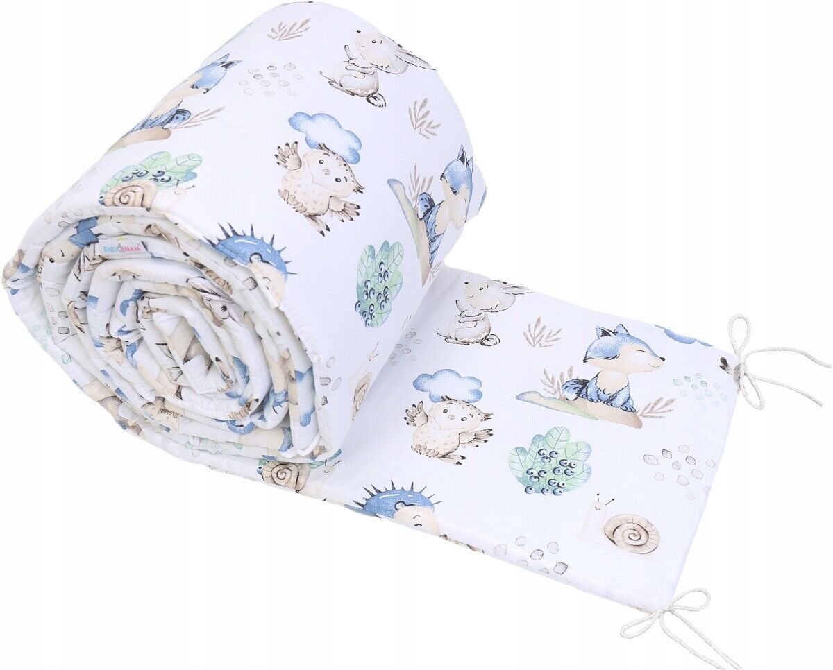 Padded Bumper To Fit Baby Cot Bed All-Round Cotton 420cm Wolf in the Forest