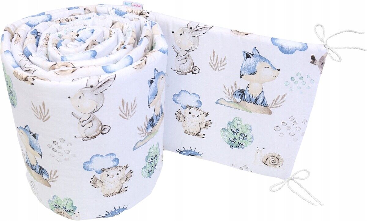 Padded Bumper To Fit Baby Cot Bed All-Round Cotton 420cm Wolf in the Forest
