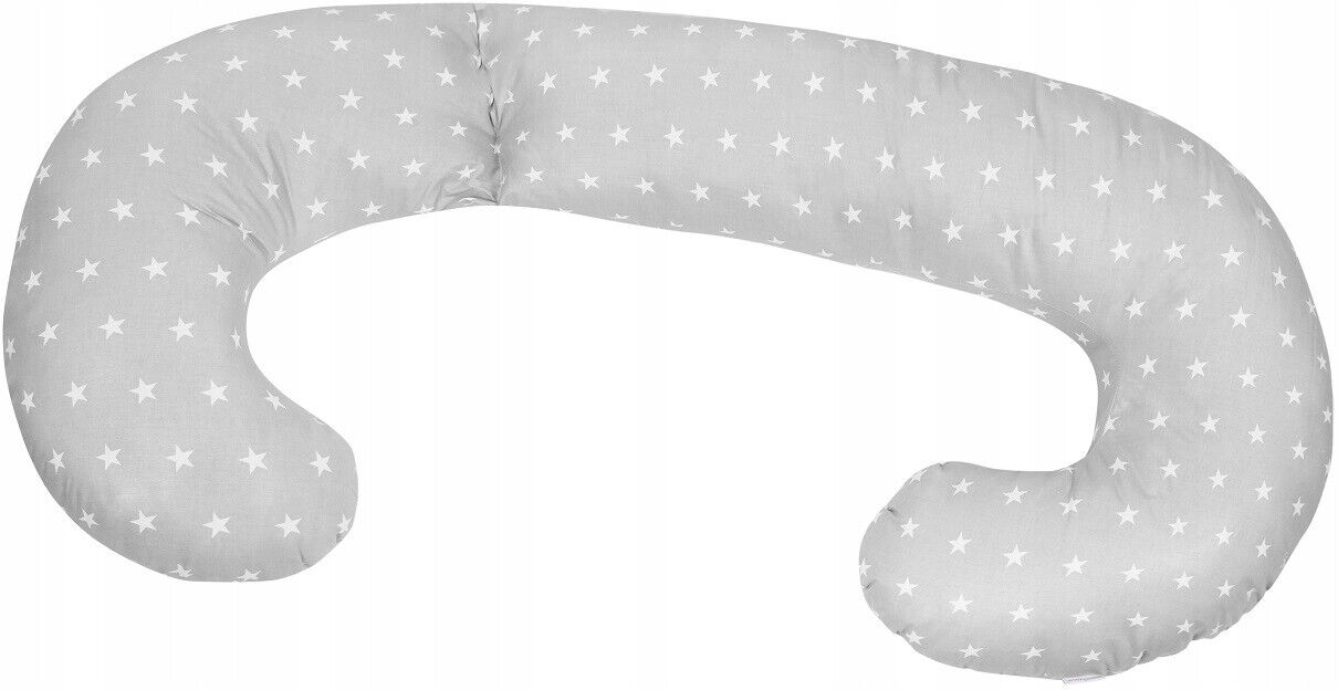 Pregnancy Pillow+Cover Rest Full Body Nursing Large C Shape Small Stars On Grey - MyHappy Baby