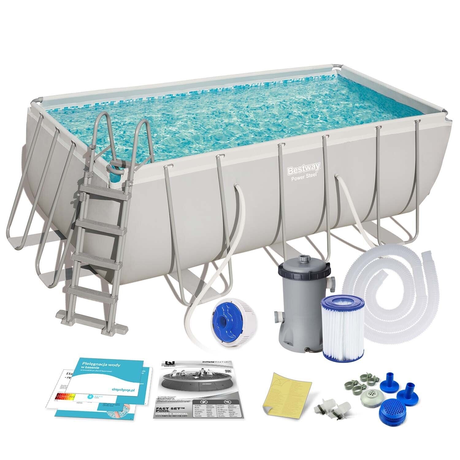 Bestway 56456 Power Steel Above Ground Swimming Pool (412x201x122cm) + Pump