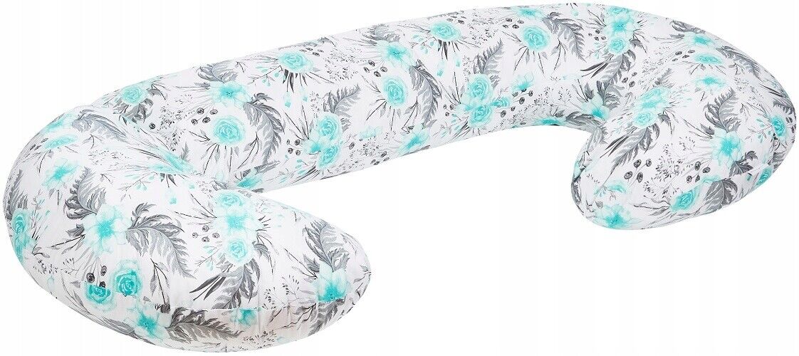 Pregnancy Pillow+Cover Full Body Nursing Large C Shape Mint Flowers