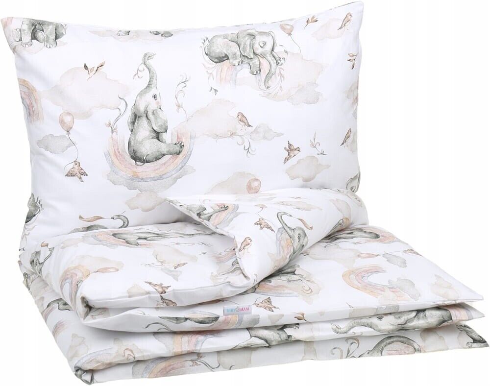 Baby Bedding Set 120x90cm Pillowcase Duvet Cover 2Pc Fit Cot Elephant in the Cloud